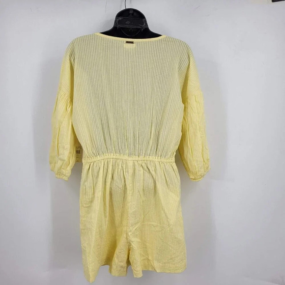 Billabong Womens Sun Valley Button Front Seersucker Romper Sunbeam Size M NWT‎ - Picture 5 of 11